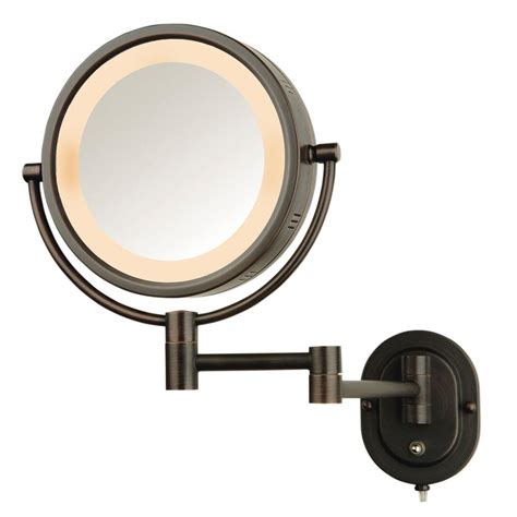 Jerdon 5x Halo Lighted 13 In L X 9 In W Wall Mount Mirror In Bronze