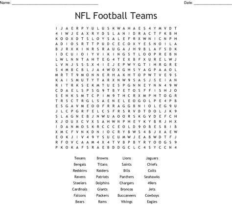 Nfl Football Teams Word Search Wordmint Word Search Printable