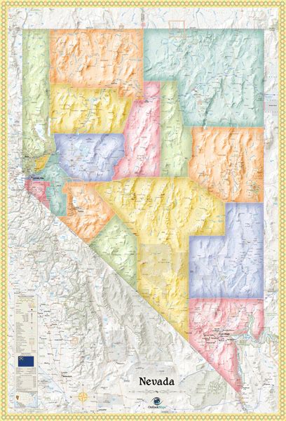 Nevada Political Wall Map By Outlook Maps Mapsales