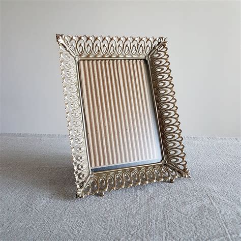 5 X 7 Gold Metal Picture Frame Ornate Pierced Etsy Metal Picture