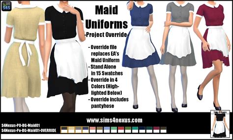 Project Override Maid Uniforms Original Content Sims 4 Nexus