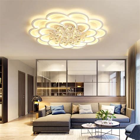 Modern Flower Crystal Led Ceiling Lights Living Room Study Bedroom