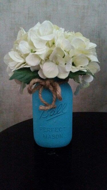 Painted Mason Jar With Hydrangeas 1st Try And It Was So Easy To Do