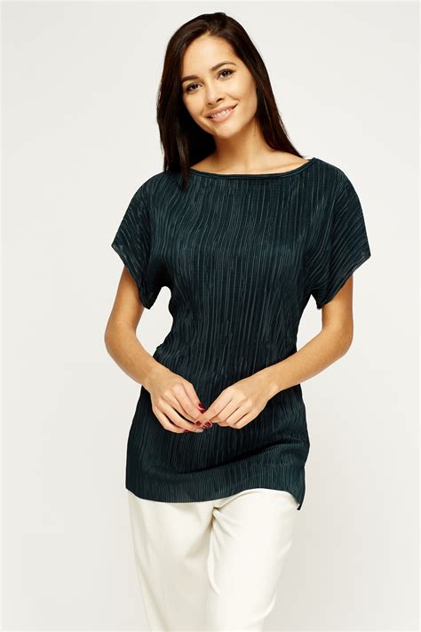 Forest Green Pleated Top Just 7