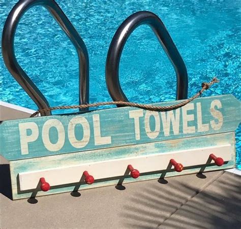 Pool Decor Pool Sign Towel Rack Backyard Decor Outdoor Signs
