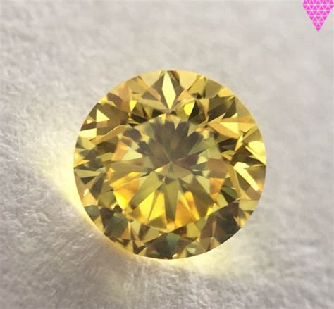 027 Carat Fancy Intense Yellow Diamond Round Shape Vs2 Clarity Gia