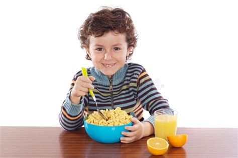 Child Eating Breakfast Stock Image Image Of Breakfast 4165639