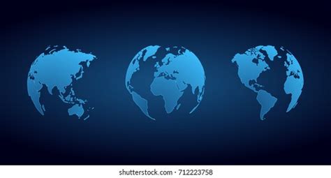 Blue Globes 3d Vector Set Stock Vector Royalty Free 712223758