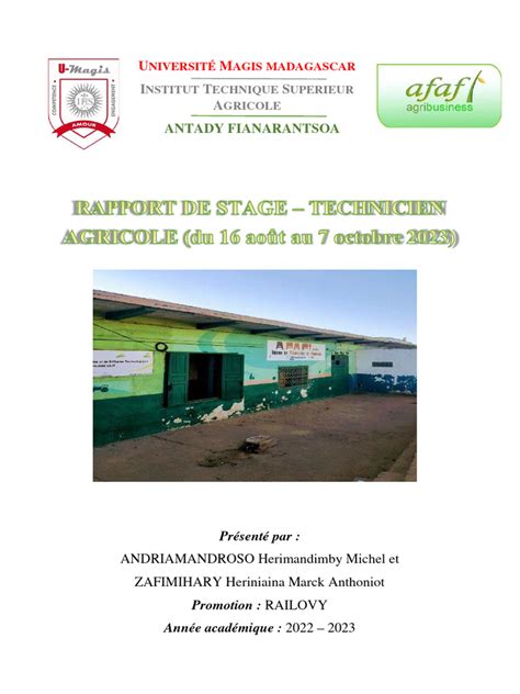 Rapport De Stage Afafi Pdf Agriculture Fertilisant