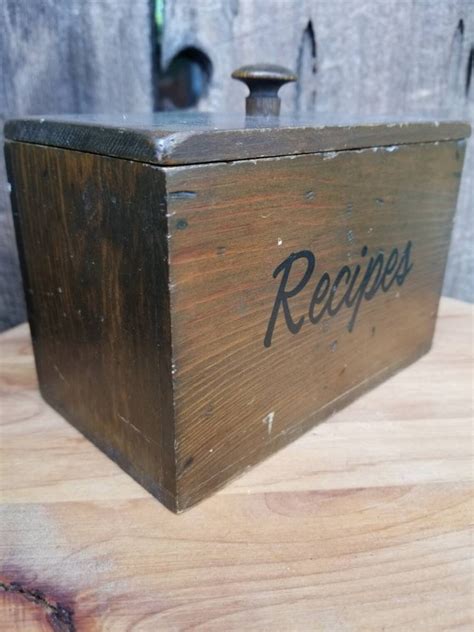 Iconic Mid Century Wood Recipe Box This Rustic Recipe Box Has Etsy