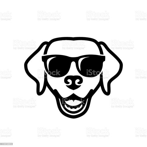Labrador Retriever Dog Face Wearing Sunglasses Isolated Outlined Vector