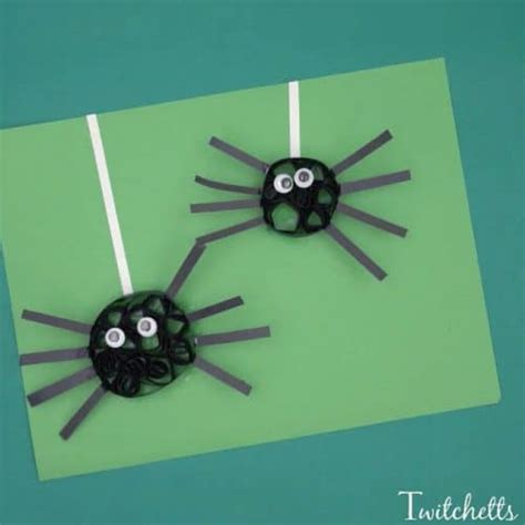 Construction Paper Quilling Spiders ~ Halloween Crafts For Kids