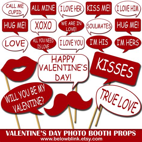 Valentines Day Photo Props Printable Photo Booth Props