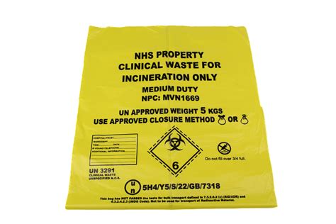 Medium Duty Yellow Clinical Waste Bag Large Printed GV Health