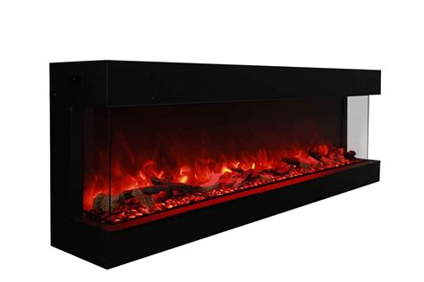 Amantii Tru View Slim 3 Sided Electric Fireplace With Logs 72 Inch