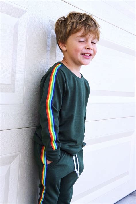 Retro Rainbow Stripe Sweatshirt Hipster Boys Clothes Baby Boy