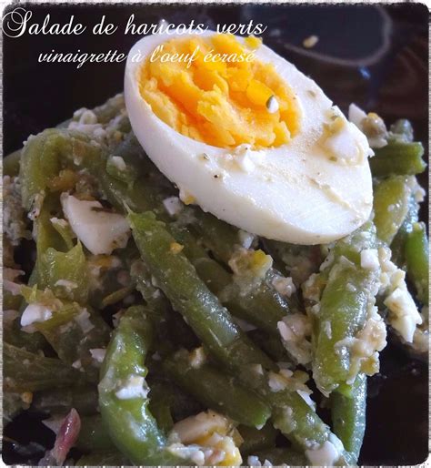 Salade de haricots verts vinaigrette à loeuf écrasé au Thermomix