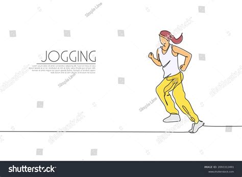 Single Continuous Line Drawing Young Agile Stock Vector Royalty Free