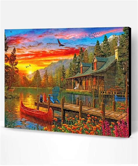 Cabin Evening Sunset Paint By Numbers Paint By Numbers Pro