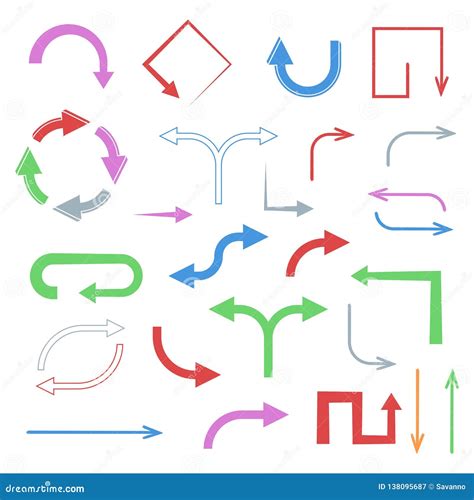 Colored Flat Arrows Set Of Icons Stock Vector Illustration Of