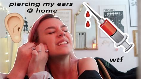 piercing my ears at home youtube