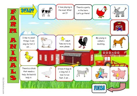 Farm Animals Board Game English Esl Worksheets Pdf And Doc