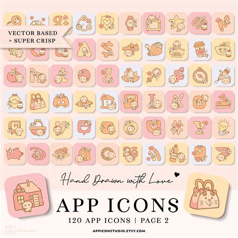 Kawaii Aesthetic App Icons Ios Icons Cute Kawaii Icons Etsy