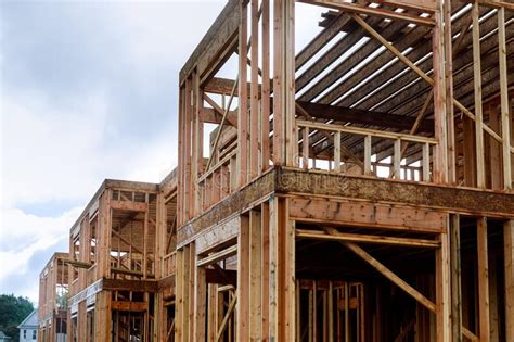 Framing Beam Of New House Under Construction Home Framing Stock Image