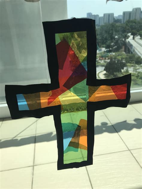 Stained Glass Cross For Easter Stain Glass Cross Toddler Crafts