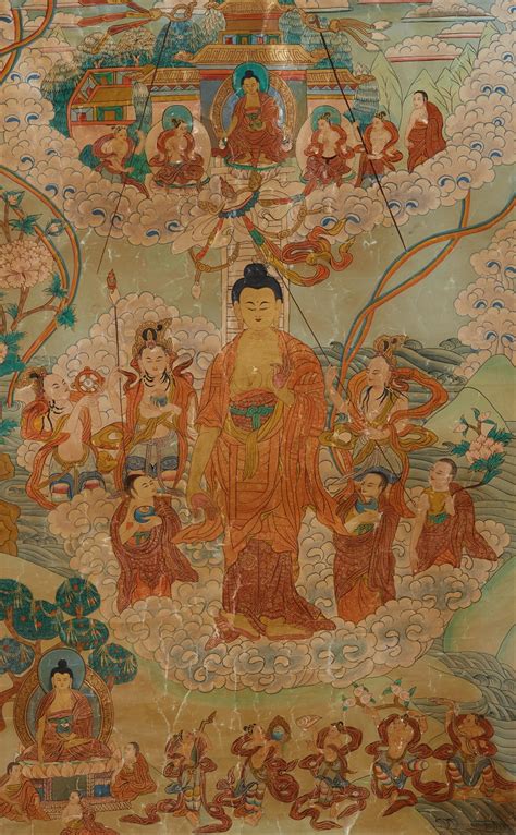 An Eastern Tibetan Thangka Depicting Buddha´s Descent From Tushita
