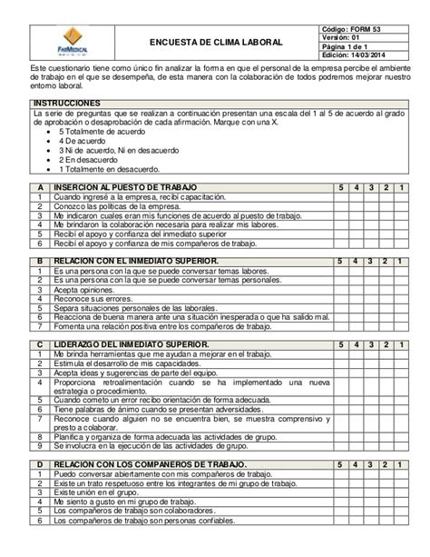 Plantilla Encuesta De Clima Organizacional Clima Laboral The Best