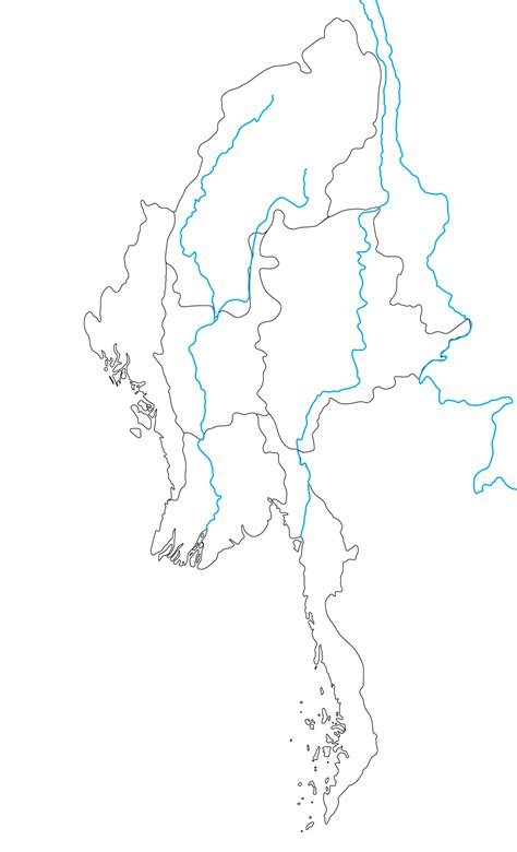Myanmar Map With Rivers 23204757 Png