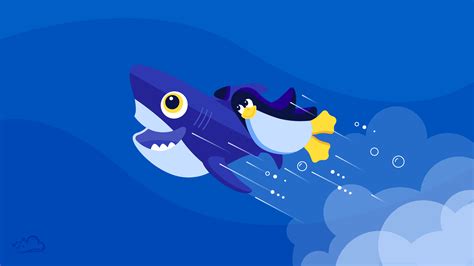 Wallpaper Illustration Shark Cartoon Penguin 2560x1440 Px