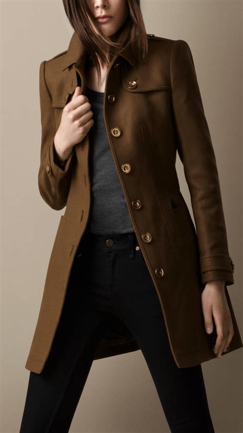 Lyst Burberry Leather Detail Wool Twill Trench Coat In Brown