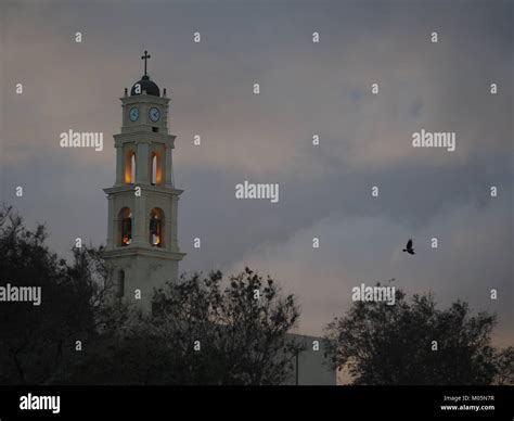 Church Tower On Cloudy Sky Stock Photo Alamy