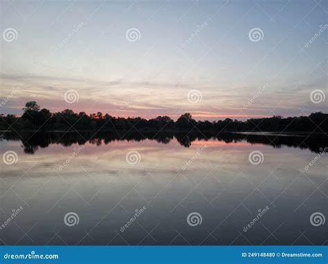 Lake Reflection Trees Sunset Sky Evenings Stock Photo Image Of Dawn