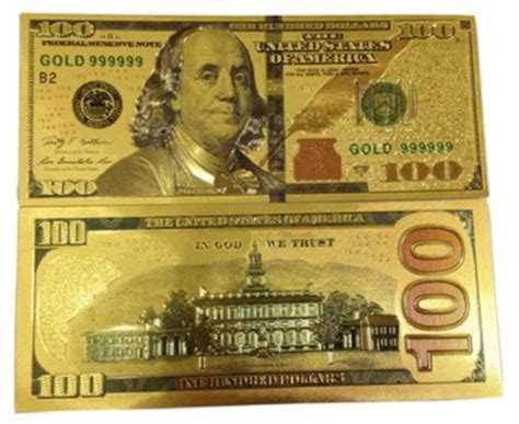 Gold Foil One Hundred Dollar Bill Etsy Denmark