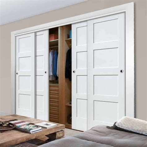 In a range of different materials, you can choose from traditional panel to contemporary glass styles. Thruslide Shaker 4 Door Wardrobe and Frame Kit - White ...