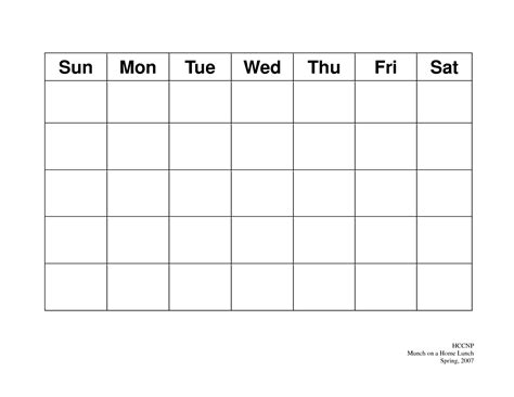 Blank Calender 31 Days Calendar Template Printable