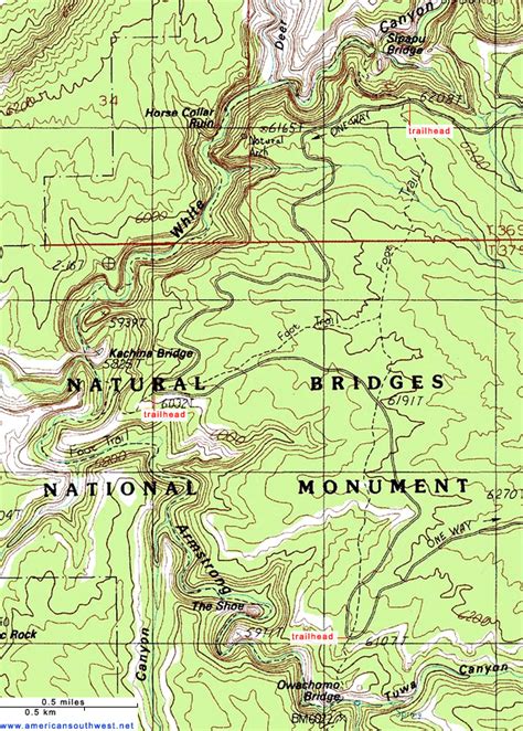 Topographic Map Of Natural Bridges National Monument Utah