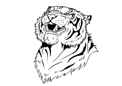 Angry Tiger Line Art — Weasyl