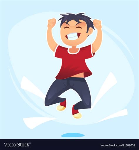 Cartoon Character Happy School Cute Boy Jumping Vector Image