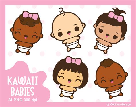 Kawaii Clipart Kawaii Baby Clipart Lindas Imágenes Etsy