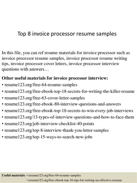 Top 8 Invoice Processor Resume Samples