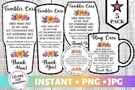Free Printable Tumbler Care Instructions