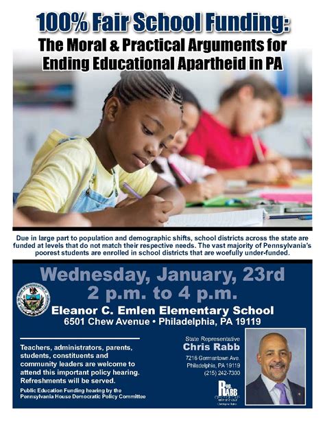 Rep Rabb To Host Policy Committee Hearing On Fair School Funding