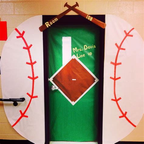 Hit a grand slam with baseball party supplies, baseball decorations & toys from oriental trading. Baseball themed classroom door | Sports theme classroom ...