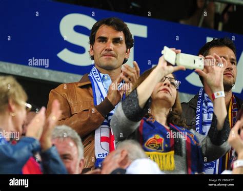 Swiss Tennis Player Roger Federer In The Stands Hi Res Stock