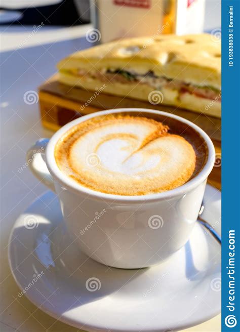 Breakfast Coffee Italian Classic Cappuccino With Milk Foam Served In