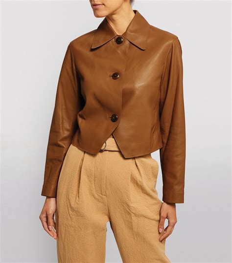 vince brown cropped leather jacket harrods uk